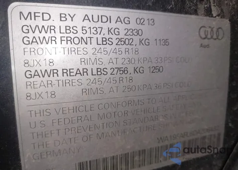 2013 Audi Allroad 2.0T Premium z USA, uszkodzony, nr VIN WA19FAFL6DA206432